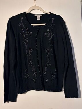 3/$17 Claudia D beaded Cardigan Sweater